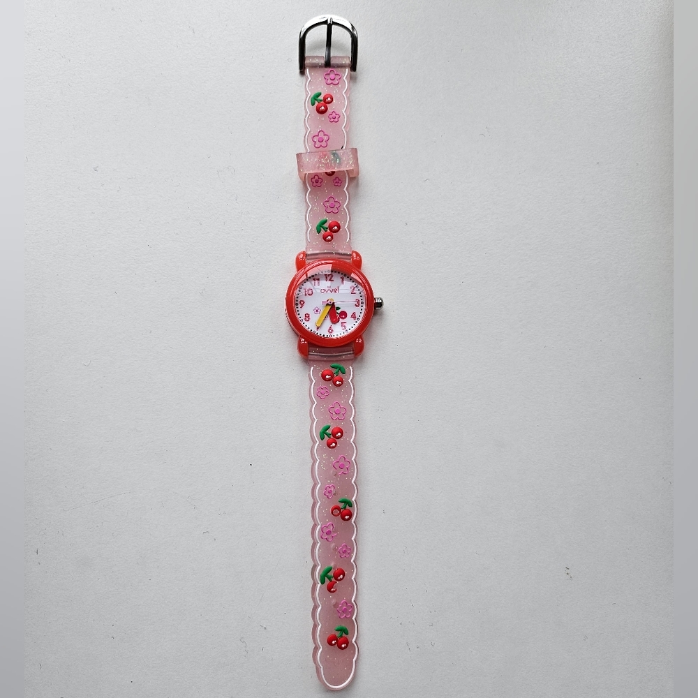 Glitter Pink Red Cherry Watch